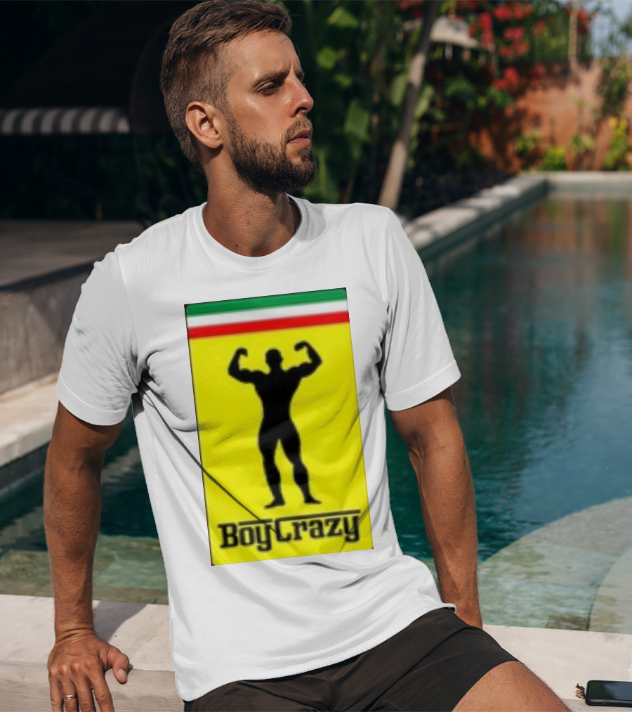Boy Crazy Italia Bodybuilding Silhouette Italian Flag T-Shirt