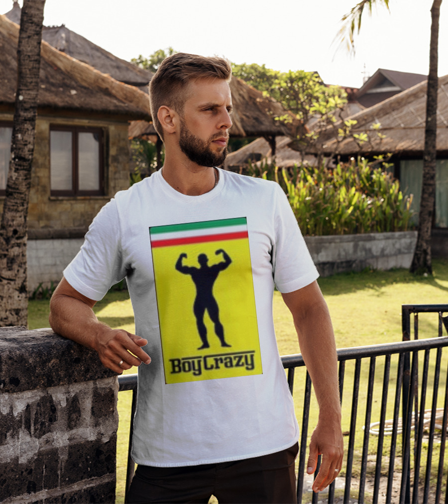 Boy Crazy Italia Bodybuilding Silhouette Italian Flag T-Shirt