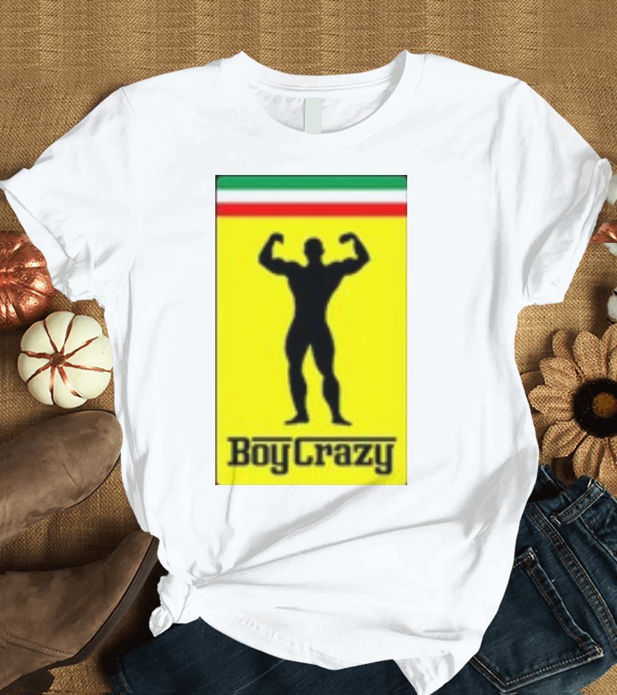 Boy Crazy Italia Bodybuilding Silhouette Italian Flag T-Shirt
