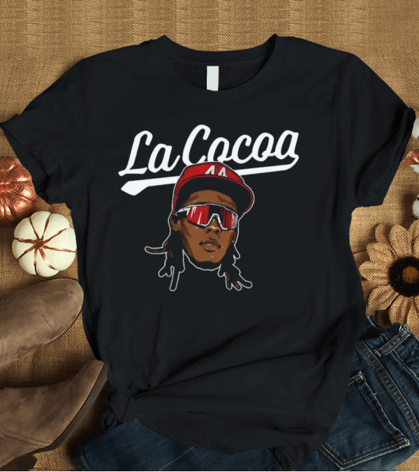 T-Shirt: Elly De La Cruz La Cocoa Red Hat Sunglasses Baseball T-Shirt Elly De La Cruz La Cocoa Red Hat Sunglasses Baseball T-Shirt