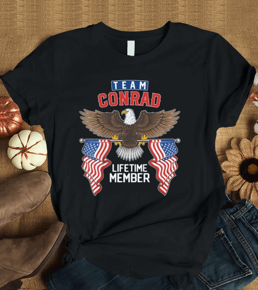 Team Conrad Lifetime Member American Eagle Flag T-Shirt