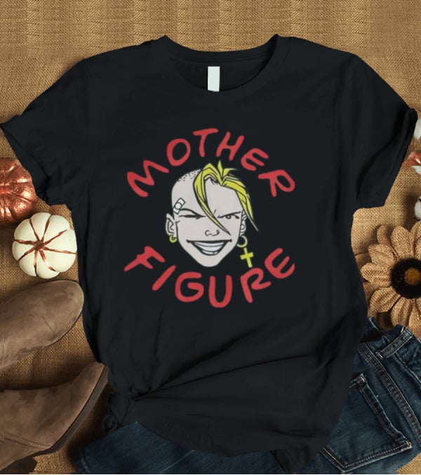 Mother Figure Rebel Character With Cross Earring And Bandage T-Shirt