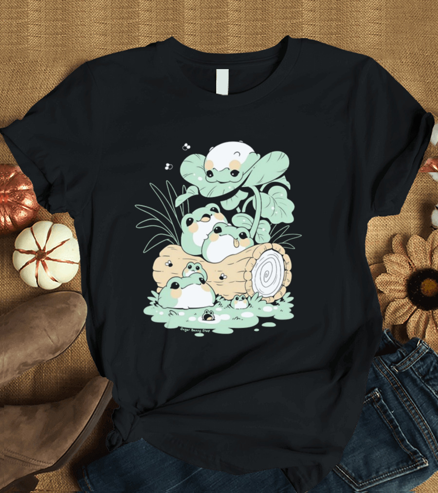 Sugoi Bunbu Shop Blob Frogs Log and Leaves T-Shirt