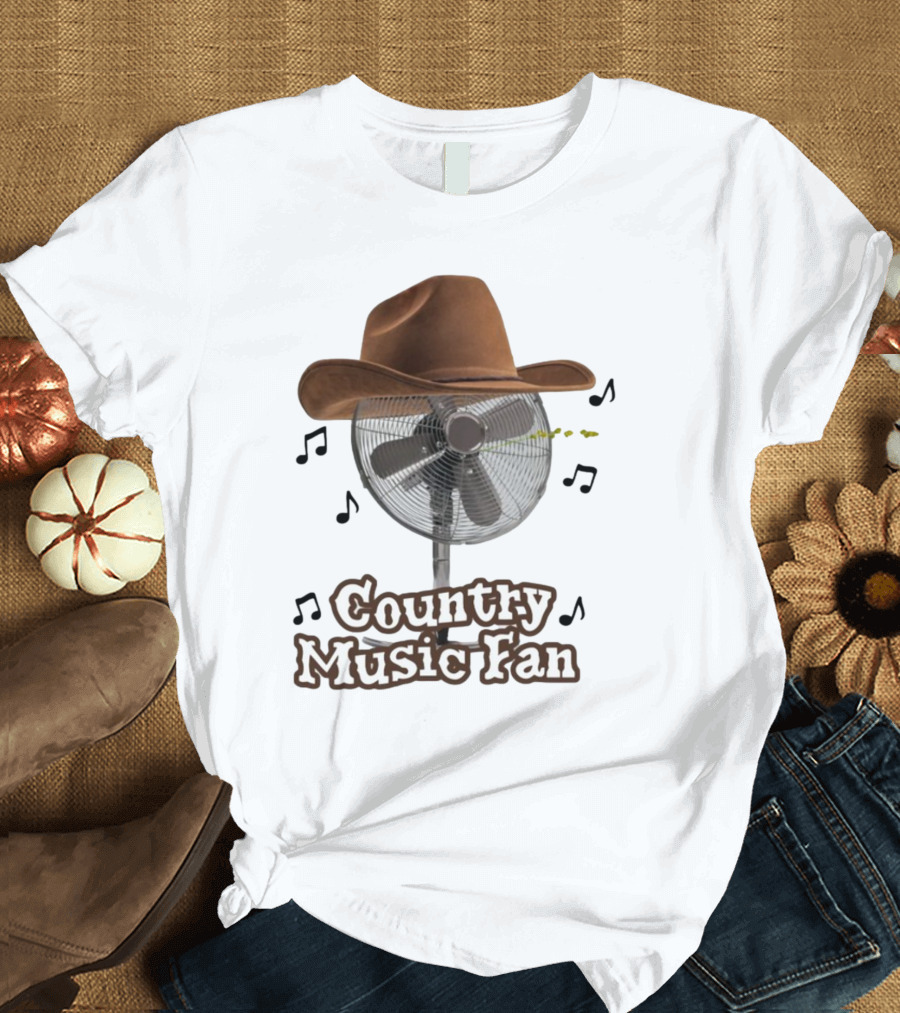 Country Music Fan Cowboy Hat with Musical Notes T-Shirt