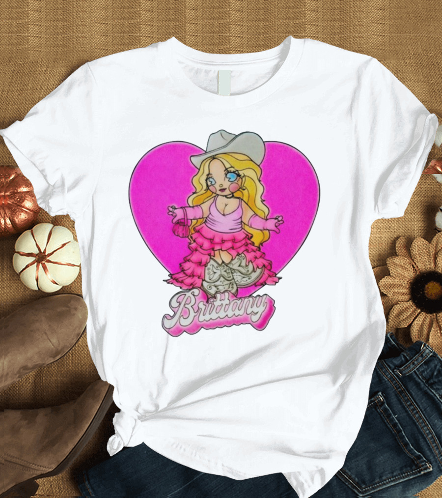 Brittany Heart Cowgirl Doll Boots Pink Ruffles Cartoon T-Shirt