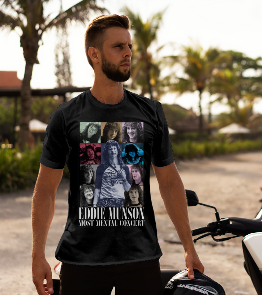 Eddie Munson Most Mental Concert Collage With Iconic Moments T-Shirt