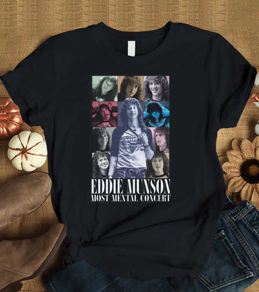 Eddie Munson Most Mental Concert Collage with Iconic Moments T-Shirt