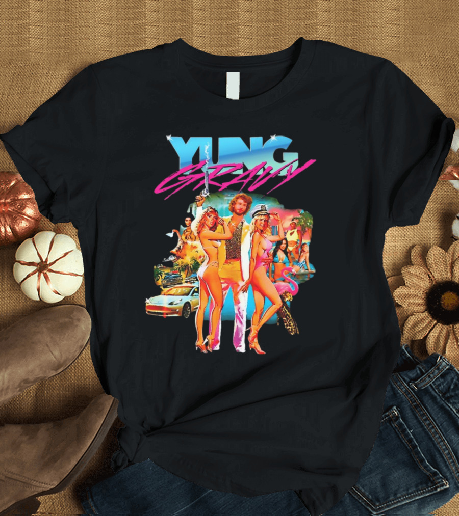 Yung Gravy Retro Miami Vice Aesthetic Vibrant Party Scene T-Shirt