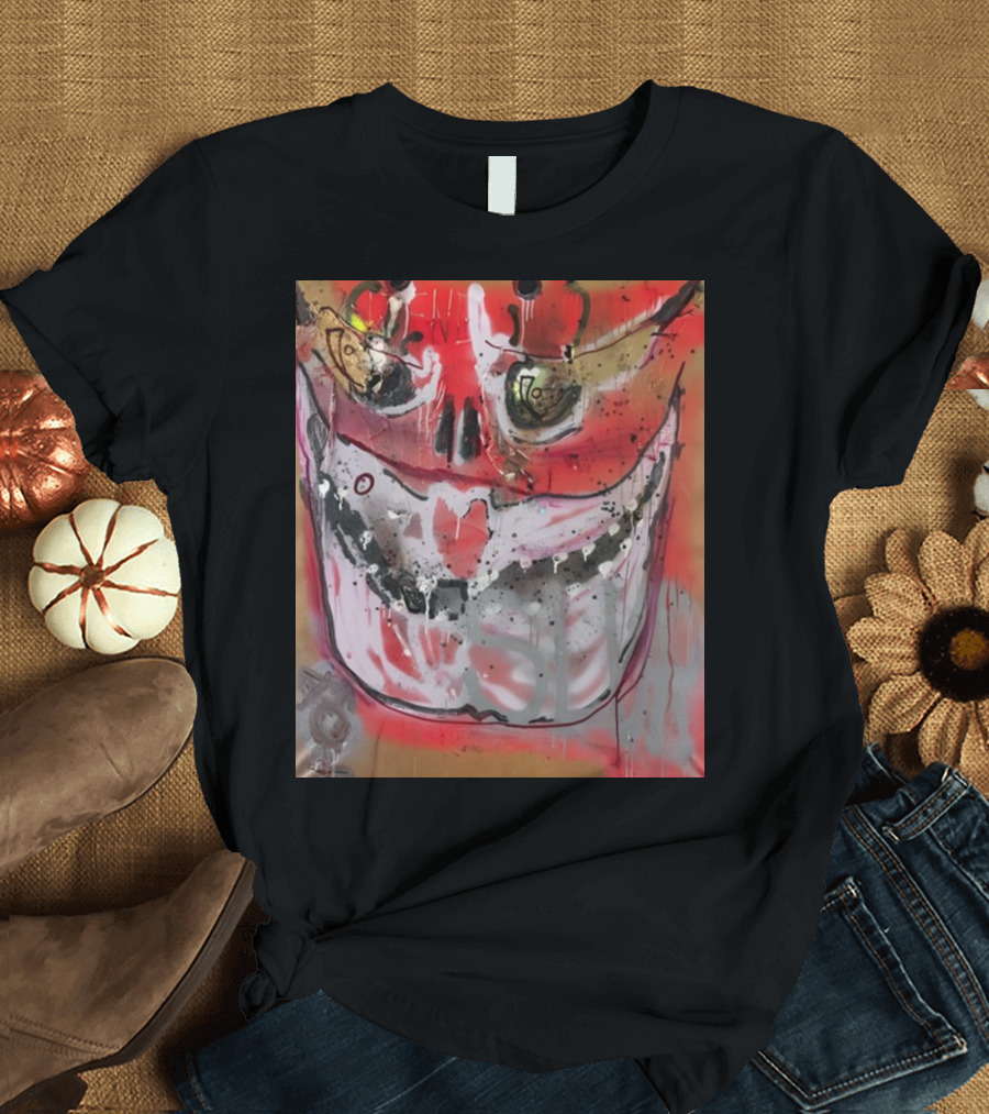 Mutant Ochre Skull Graffiti Drip T-Shirt
