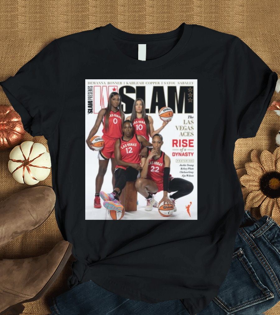 SLAM Presents Las Vegas Aces Rise of a Dynasty Dewanna Bonner Kahleah Copper Satou Sabally T-Shirt