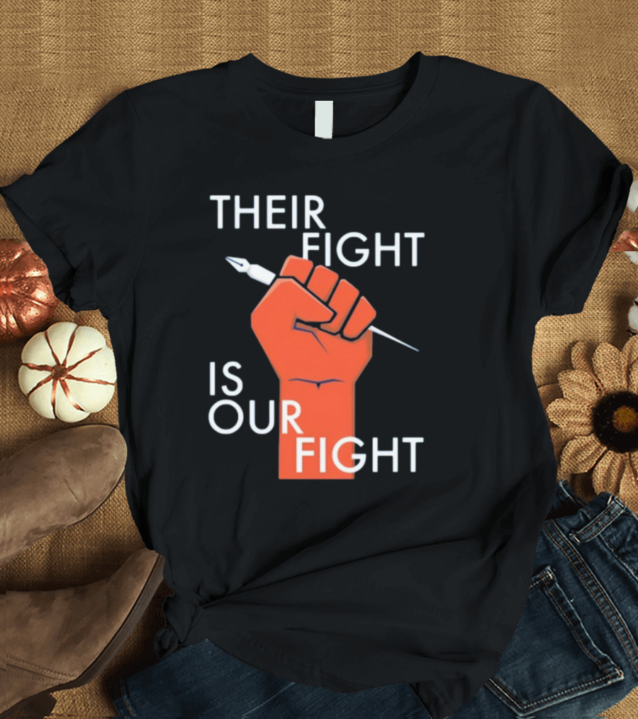 Sag-Aftra United Solidarity with Raised Fist Pencil Protest T-Shirt