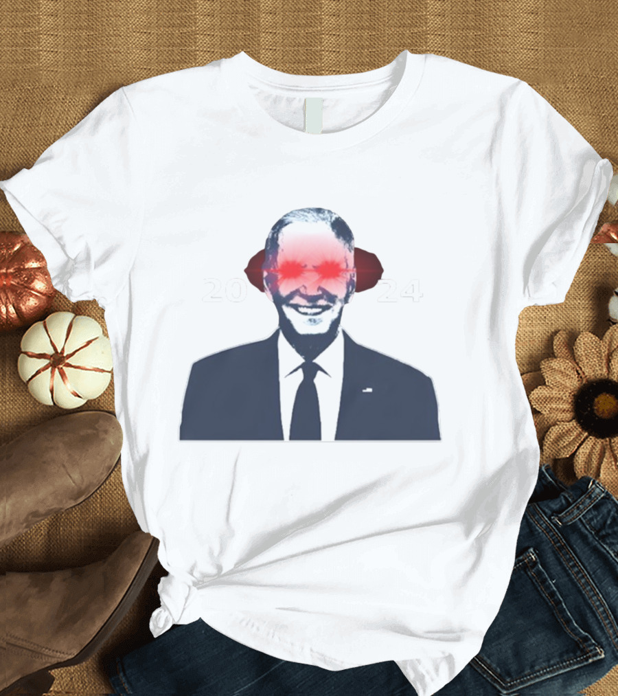 Biden Harris Dark 2024 with Red Eyes T-Shirt
