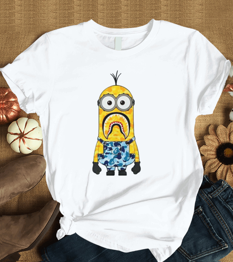 Karl Stealing George’s Minion A Bathing Ape Camo Shark T-Shirt