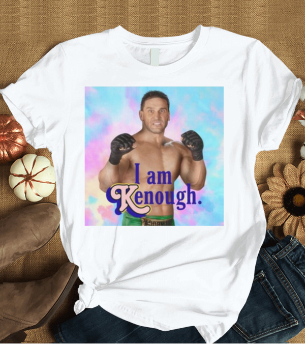 T-Shirt: Brogan Ken Shamrock I Am Kenough Boxer Gloves Blue Pink Background T-Shirt Brogan Ken Shamrock I Am Kenough Boxer Gloves Blue Pink Background T-Shirt