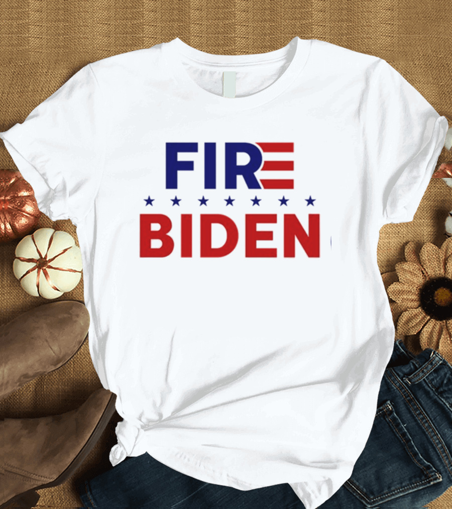 FIRE BIDEN American Flag Style Political T-Shirt