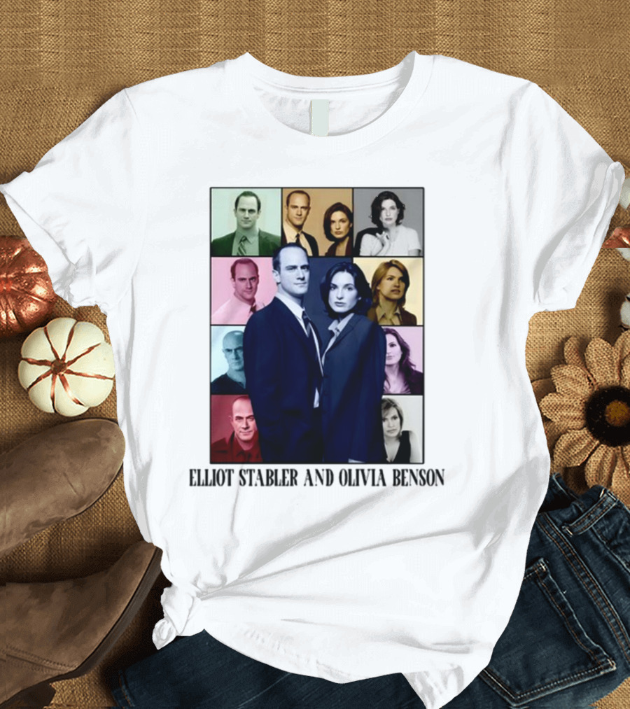 Elliot Stabler And Olivia Benson Collage Eras T-Shirt