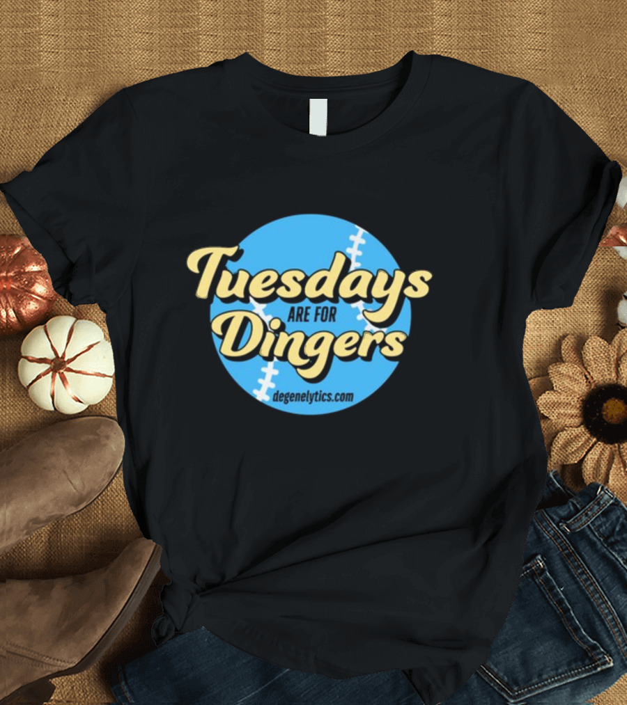 Tuesdays Are For Dingers degeneltyics.com Football Stitch T-Shirt