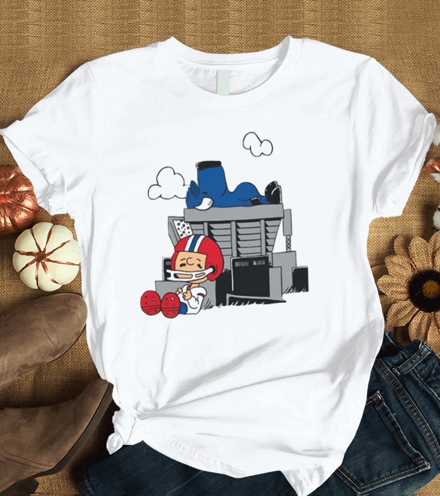 Waiting The Season Football Player Snoozing on Bleachers T-Shirt