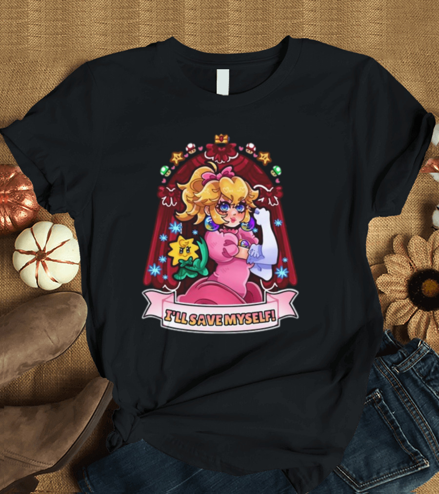 Jamealipuff I'll Save Myself Princess Parody with Flowers and Stars T-Shirt