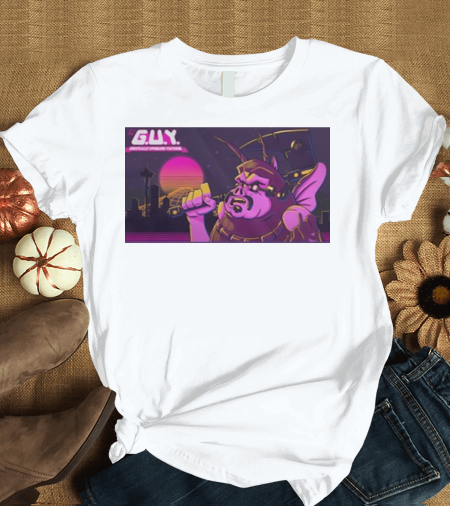 Gundamishere G.U.Y. Generically Upgraded New Retro Sci-Fi Neon T-Shirt