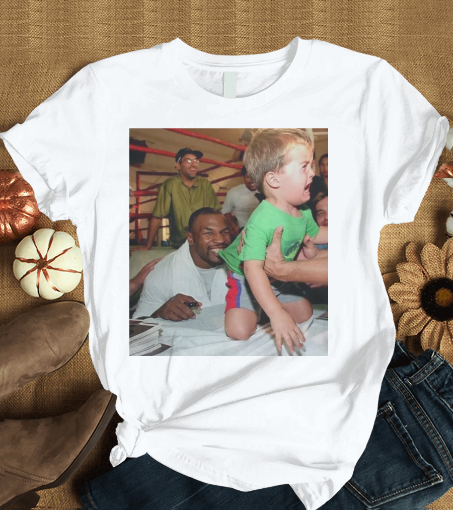 Mike Tyson Playfully Pretending to Bite Crying Child T-Shirt