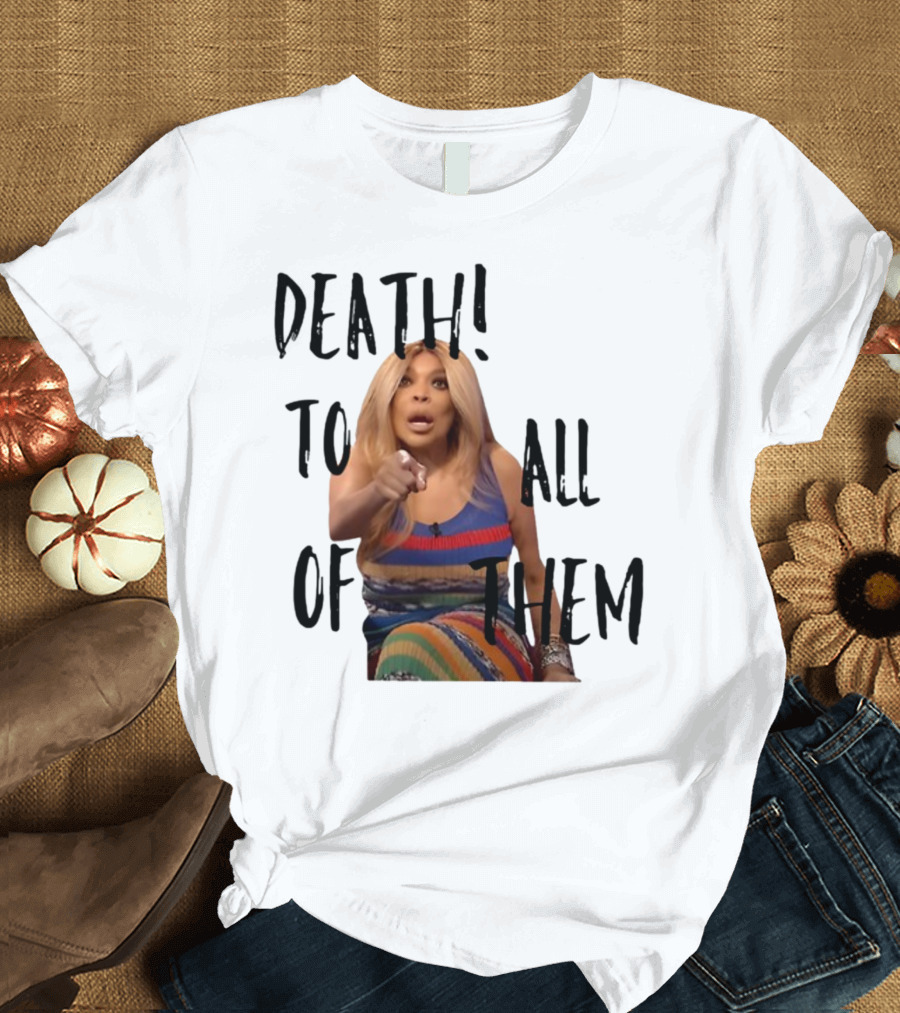 DEATH TO ALL OF THEM Pointing Woman in Colorful Dress T-Shirt