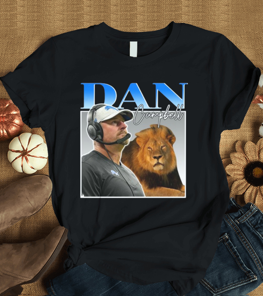 Dan Campbell Detroit Lions Coach with Lion Vintage T-Shirt