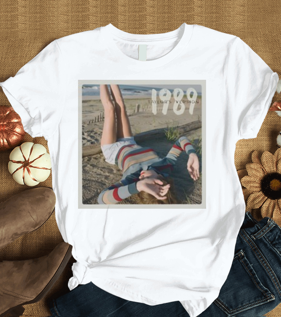 1989 Taylor's Version Striped Shirt Beach Scene Album Cover T-Shirt