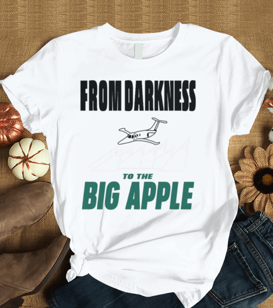 From Darkness to the Big Apple with Mountain and Plane T-Shirt