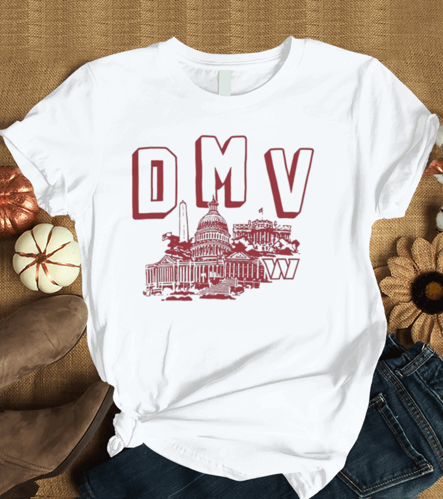 Washington Commanders DMV Capitals Skyline Monuments W T-Shirt