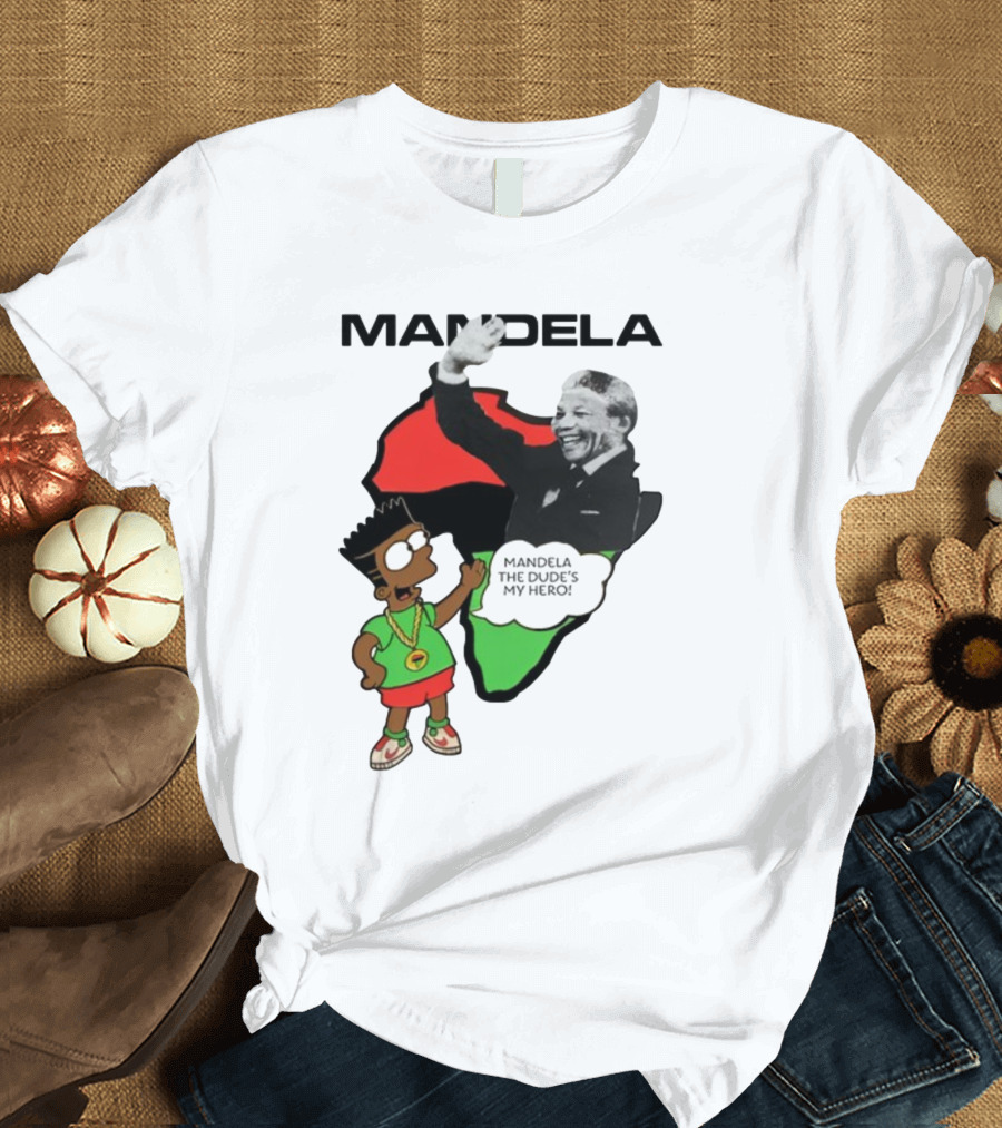 Mandela The Dude's My Hero Africa Cartoon Character T-Shirt