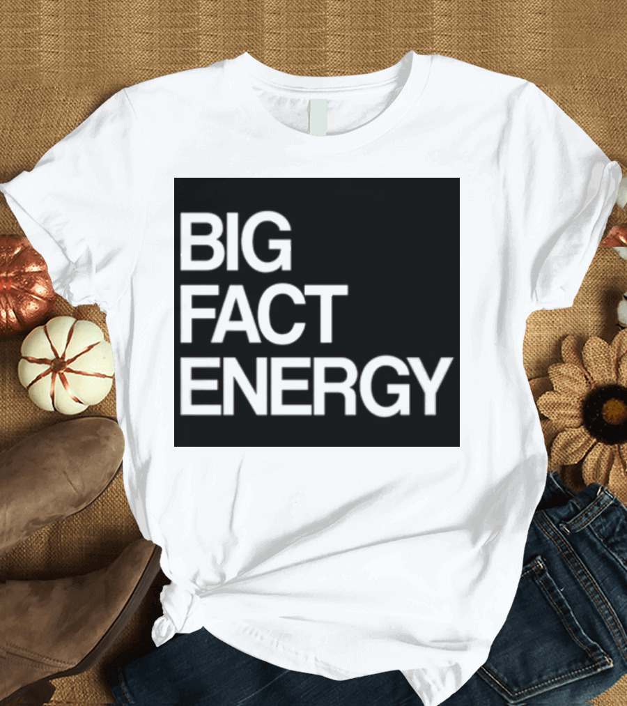 Fact Fiend Big Fact Energy Black Typography T-Shirt