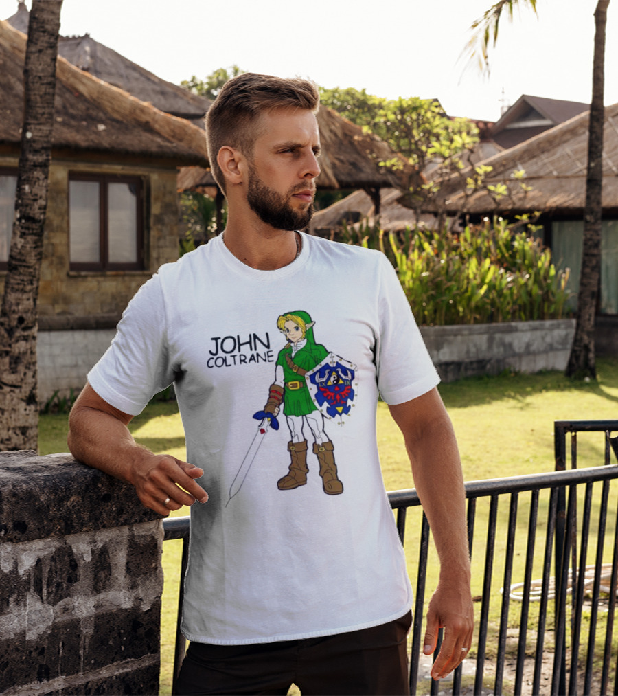 JOHN COLTRANE Lxix Apparel Zelda Inspired Character With Sword And Shield T-Shirt