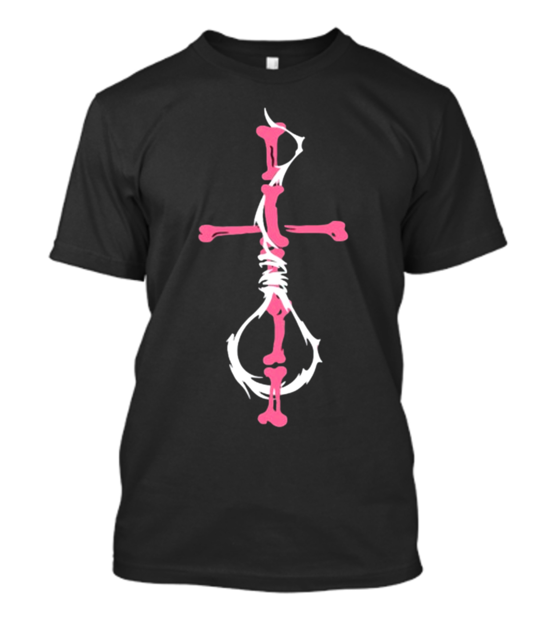 Drokenji Wywh Pink Bone Cross T-Shirt