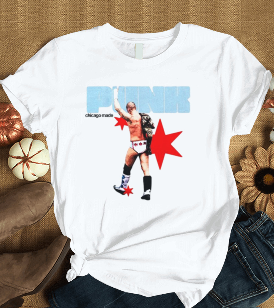 Punk Chicago Made Wrestler with Stars and Backpack T-Shirt