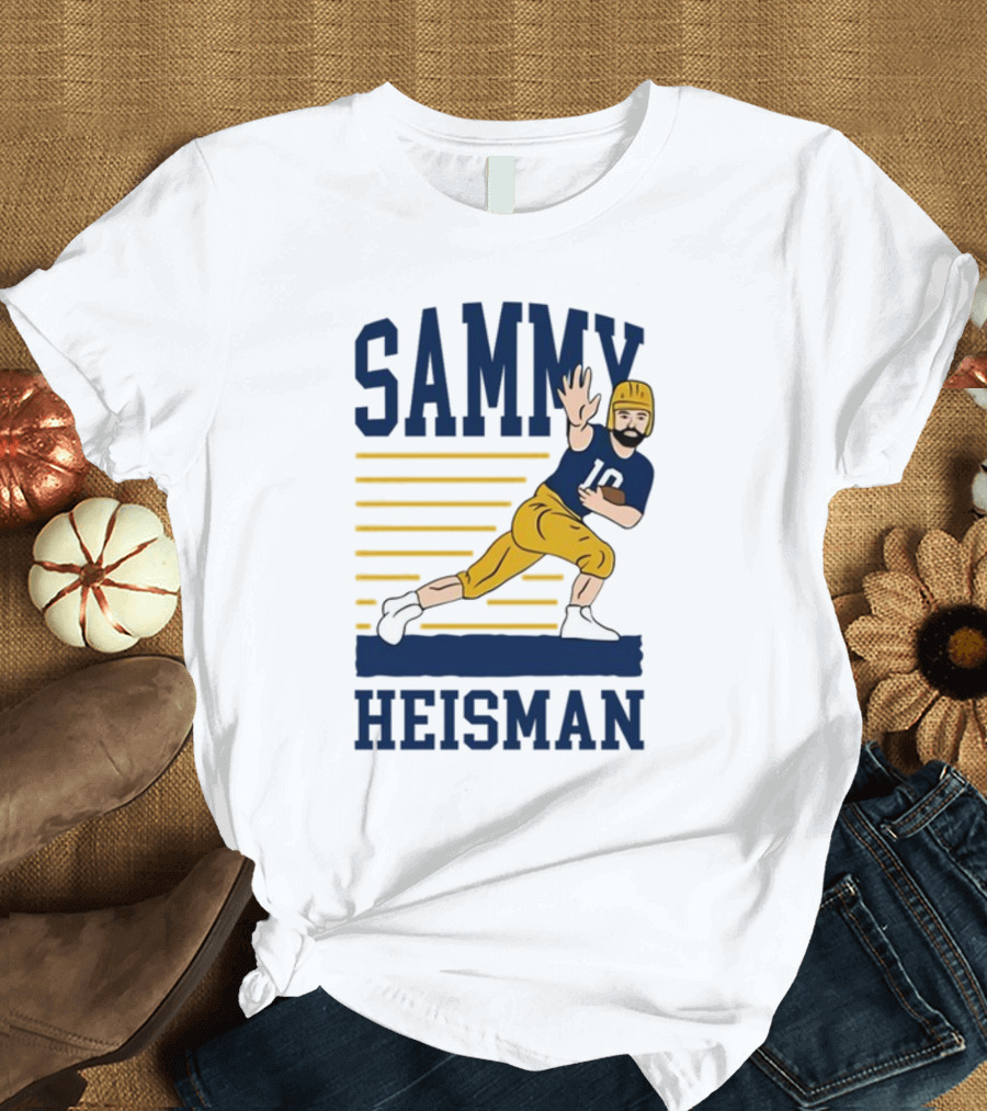 SAMMY HEISMAN 10 Football Pose with Stripes T-Shirt