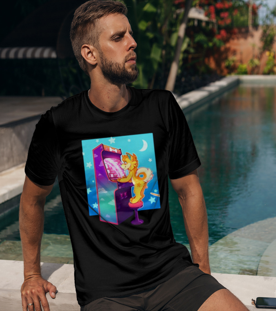 Drackypoof Arcade Pupper Retro Night Gaming T-Shirt