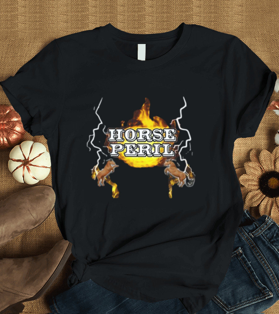 Horse Peril Flames and Lightning with Horses T-Shirt