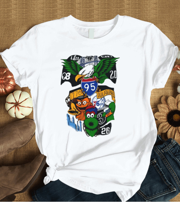T-Shirt: Philadelphia 215 Eagles 76ers 95 Gritty Fanatic 1776 98 26 20 Skyline LIII T-Shirt Philadelphia 215 Eagles 76ers 95 Gritty Fanatic 1776 98 26 20 Skyline LIII T-Shirt