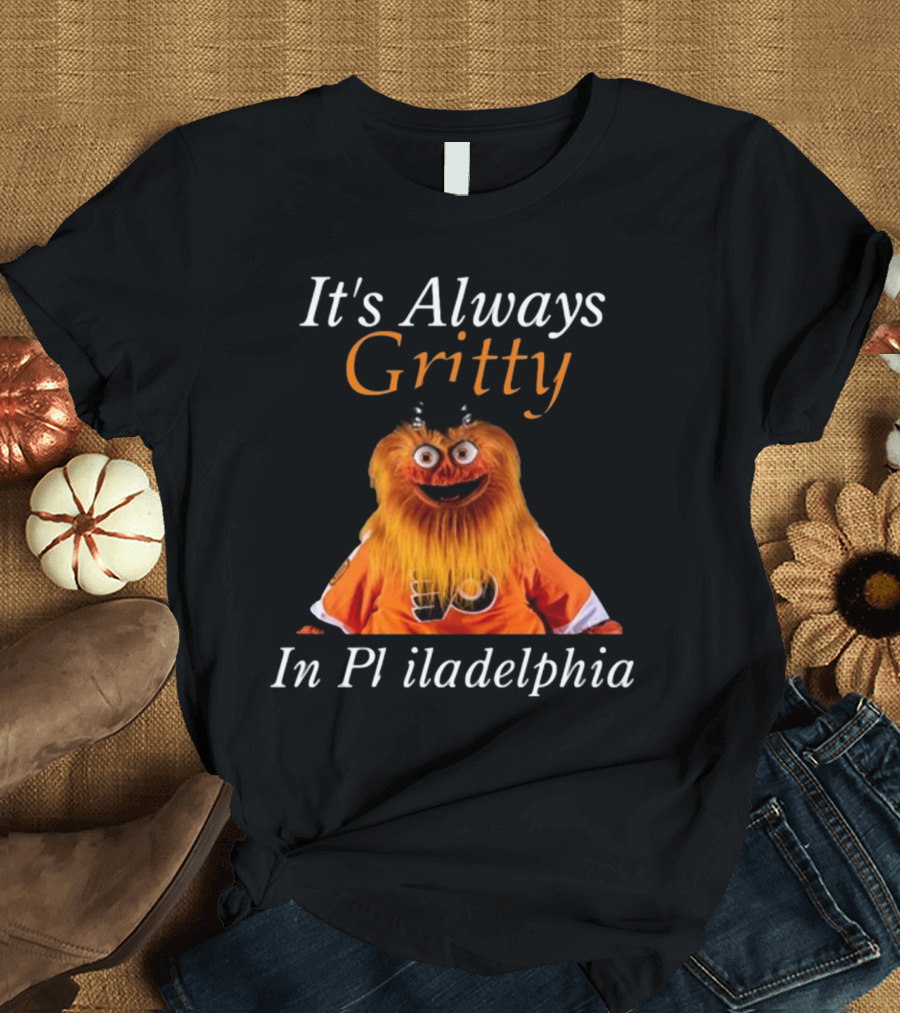 It's Always Gritty in Philadelphia Hockey Mascot Flyers Orange T-Shirt
