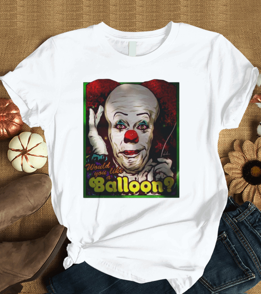 Would You Like A Balloon Clown Face Art by Nordacious T-Shirt