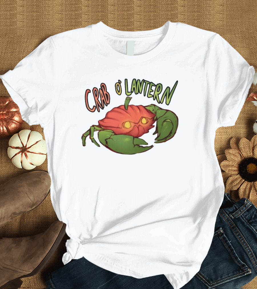 Crab O' Lantern Pumpkin Crab Creature with Glowing Eyes T-Shirt