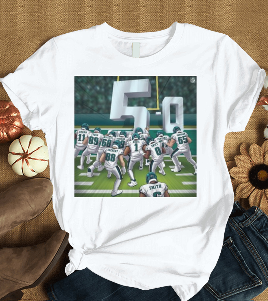 Jalen Hurts Brotherly Shove 5-0 Eagles Victory T-Shirt