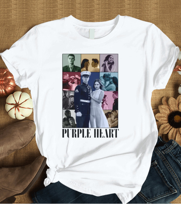 T-Shirt: Purple Hearts Romantic Military Love Story Collage T-Shirt Purple Hearts Romantic Military Love Story Collage T-Shirt