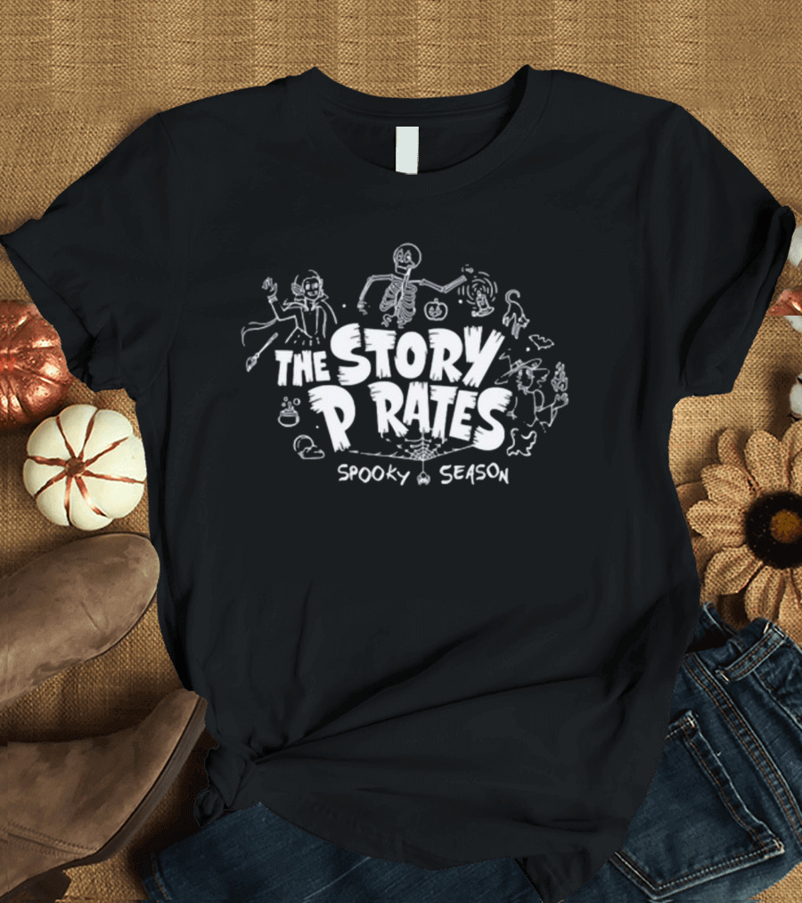 Story Pirates Spooky Season Skeleton Ghosts and Pumpkins T-Shirt