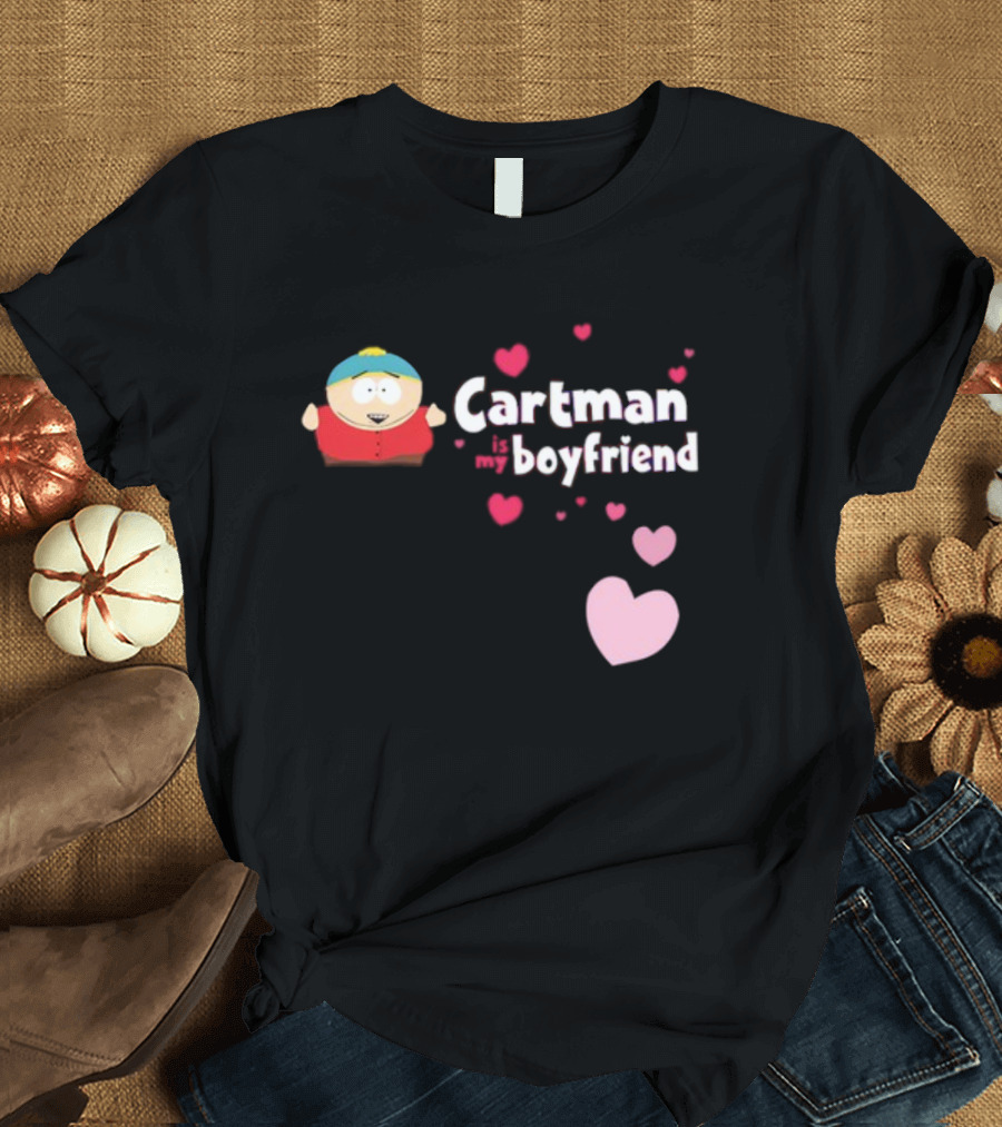 Cartman Is My Boyfriend Pink Hearts Cartoon Character T-Shirt