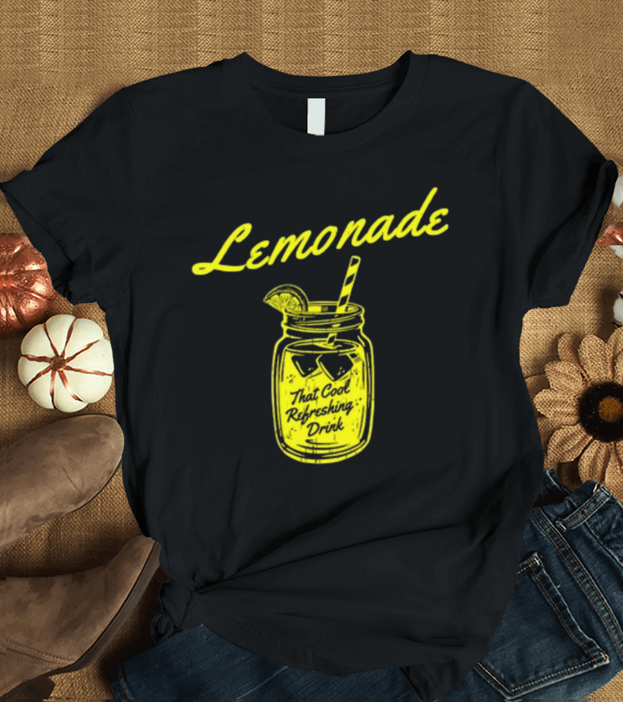 Lemonade That Cool Refreshing Drink Mason Jar with Lemon Wedge and Straw T-Shirt