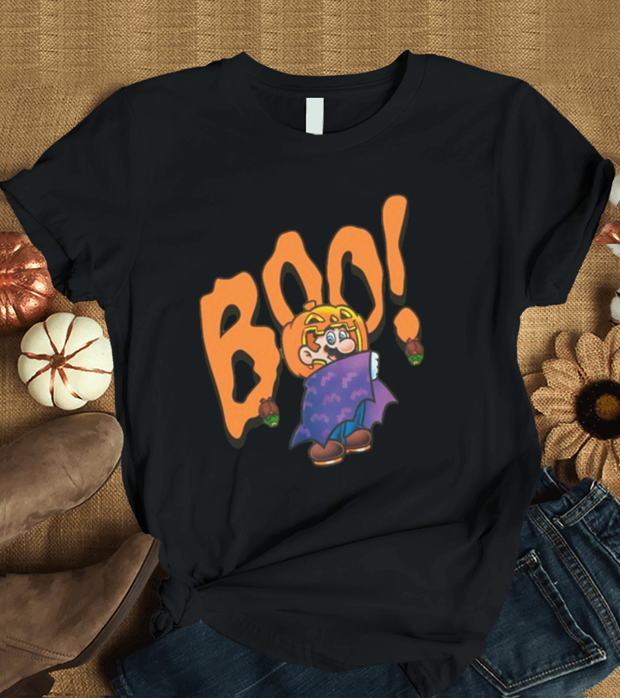 Nintendo NY Super Mario Boo Halloween Pumpkin Ghost Mario T-Shirt