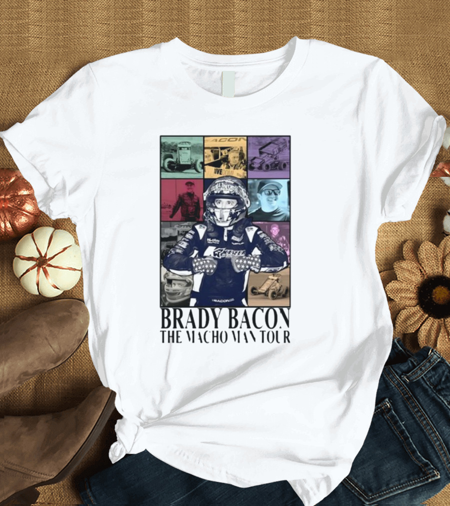 Brady Bacon Racing Iconography Collage The Macho Man Tour T-Shirt