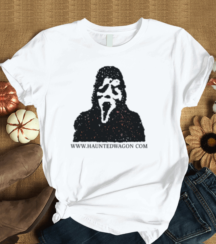 Haunted Wagon Horror Scream Mask Motif www.hauntedwagon.com T-Shirt